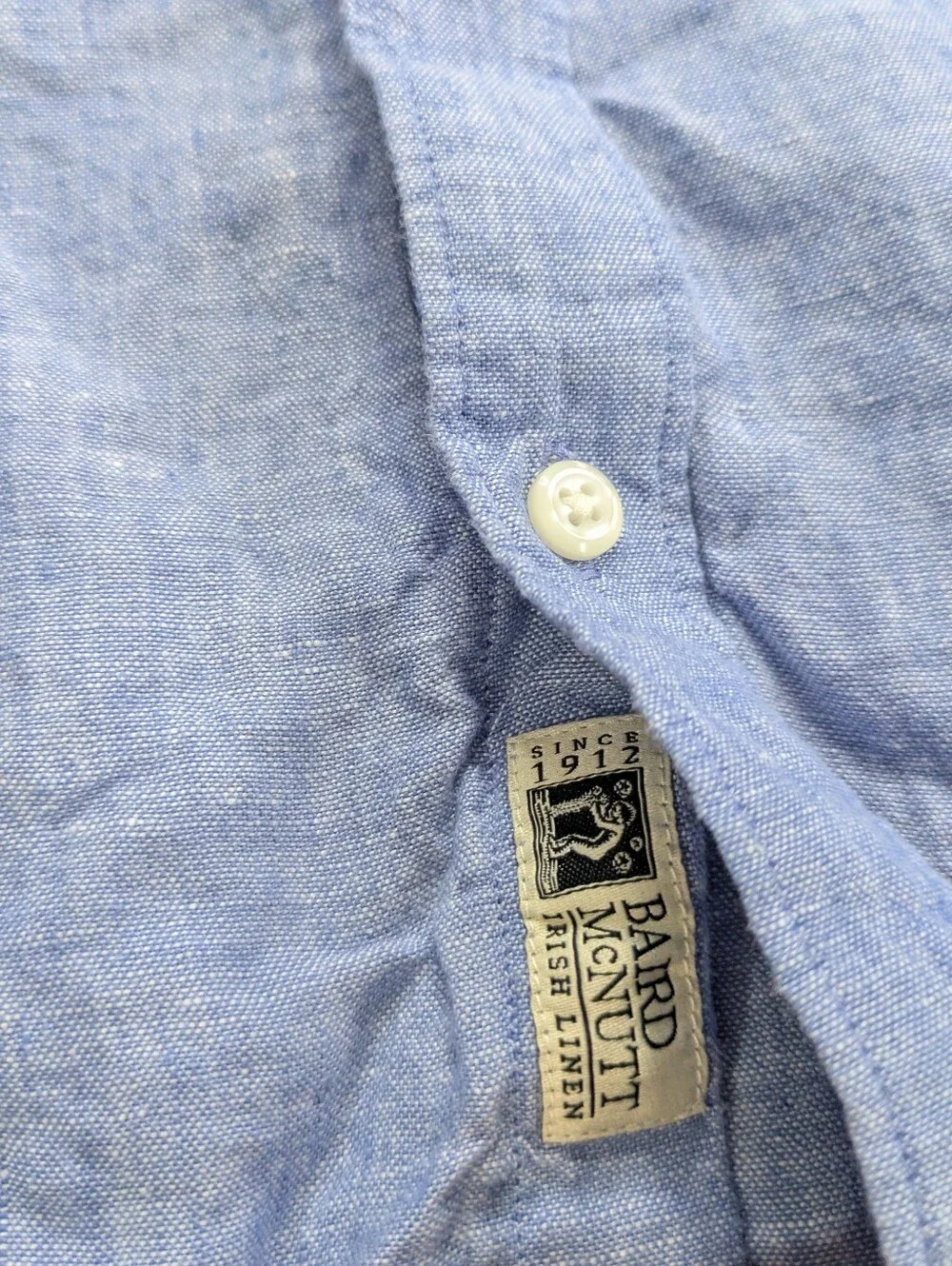 J.Crew Baird McNutt Irish Linen Slim Untucked Shirt Mens L Blue